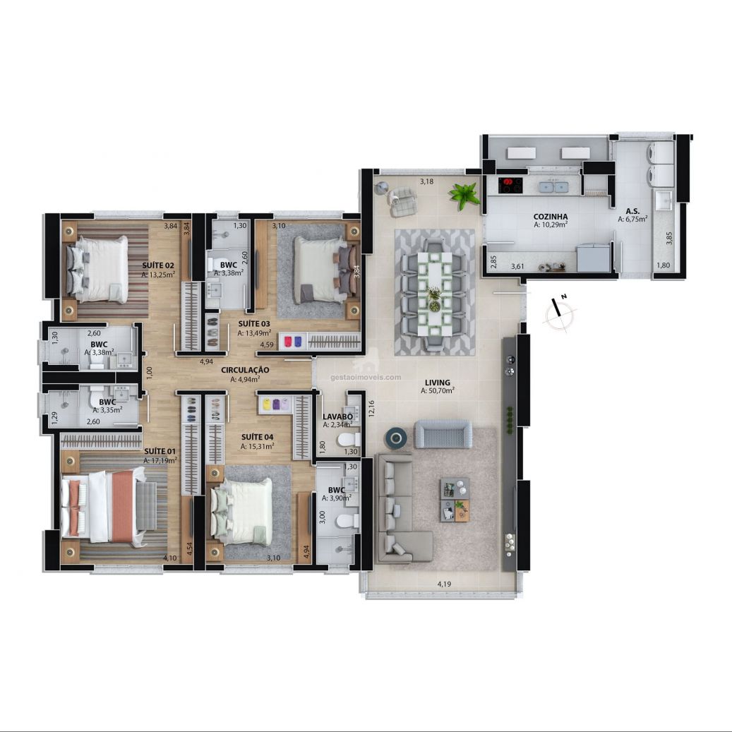 Apartamento, 4 quartos, 221 m² - Foto 3