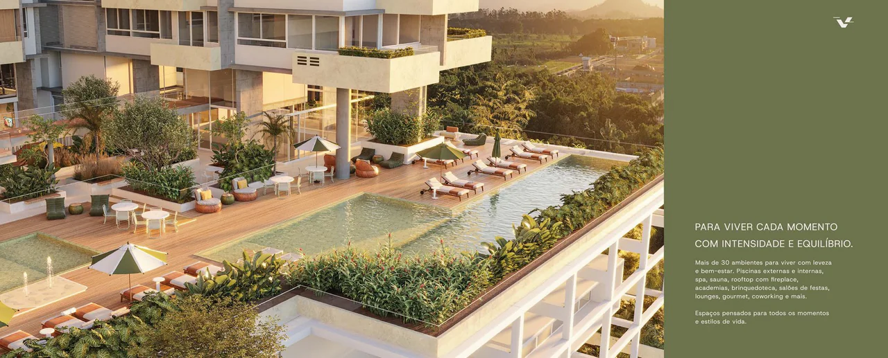 Vitta 27 — Piscinas externas — deck de lazer entre as torres